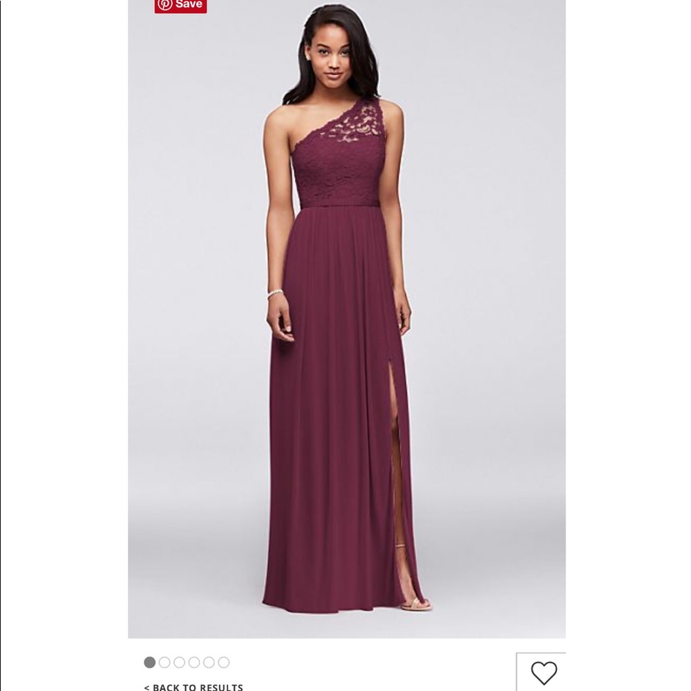 David's bridal bridesmaid 16 wine one shoulder